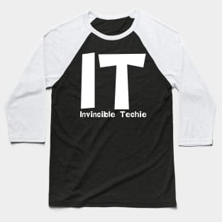 Invincible Techie White Text Baseball T-Shirt